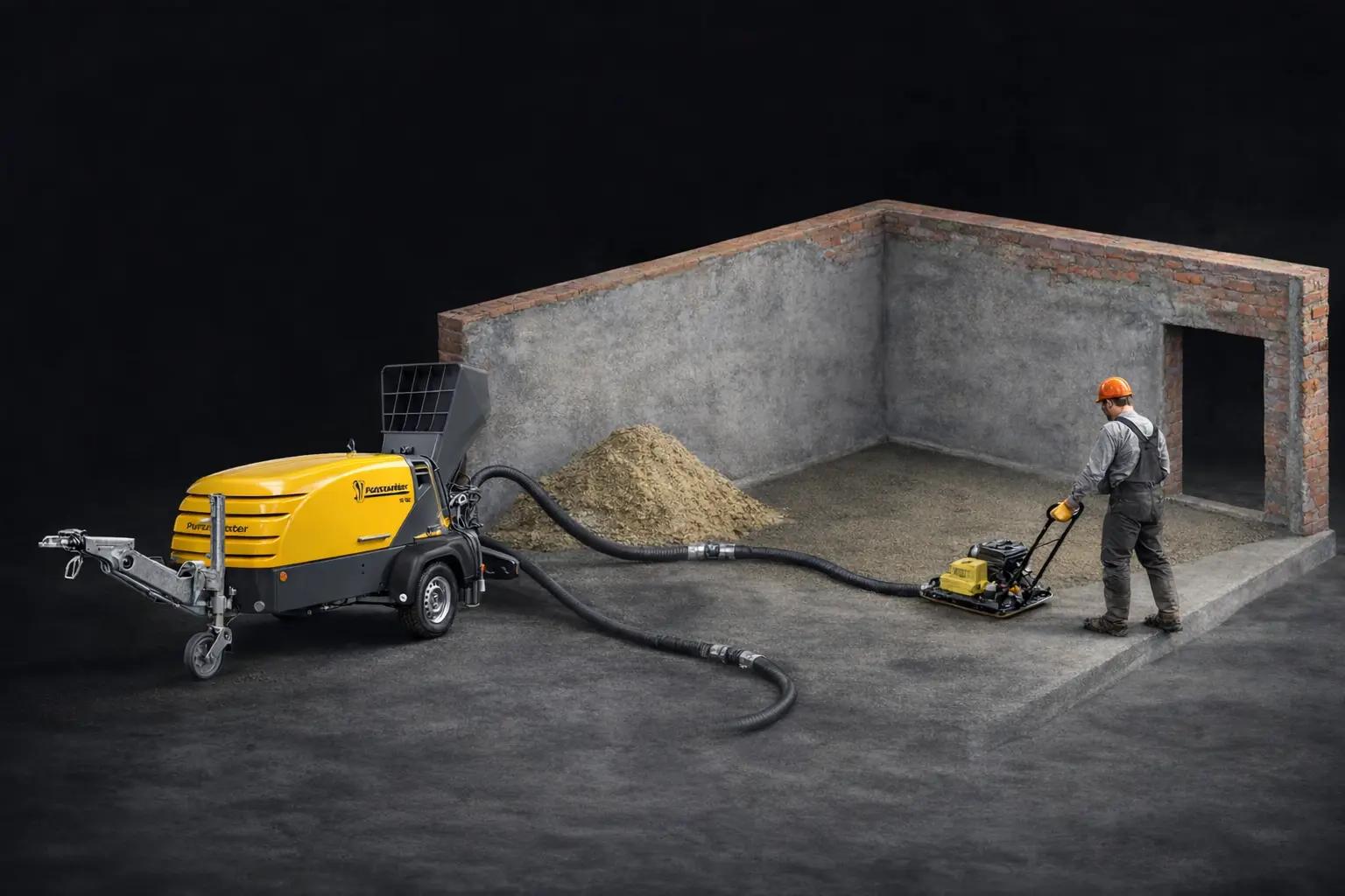 Изображение процесса полусухой стяжки